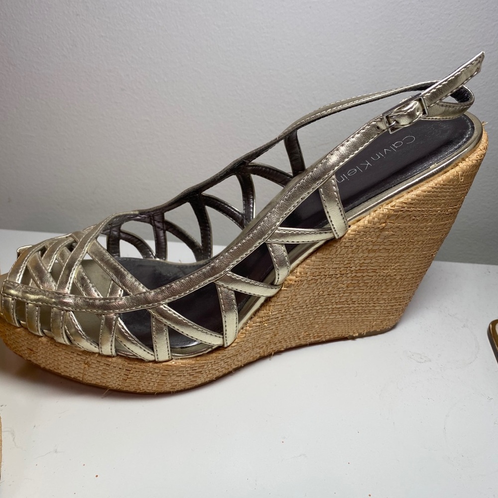 Calvin Klein silver woven espadrilles